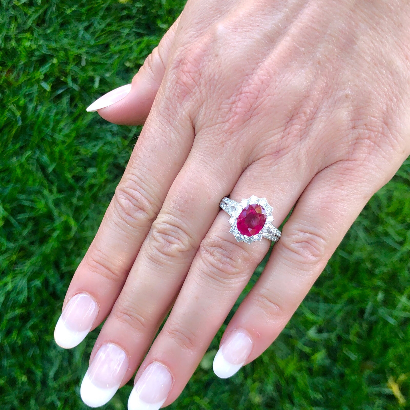 Buy 14kt White Gold Modern Ruby and Diamond Ring Online in India - Etsy
